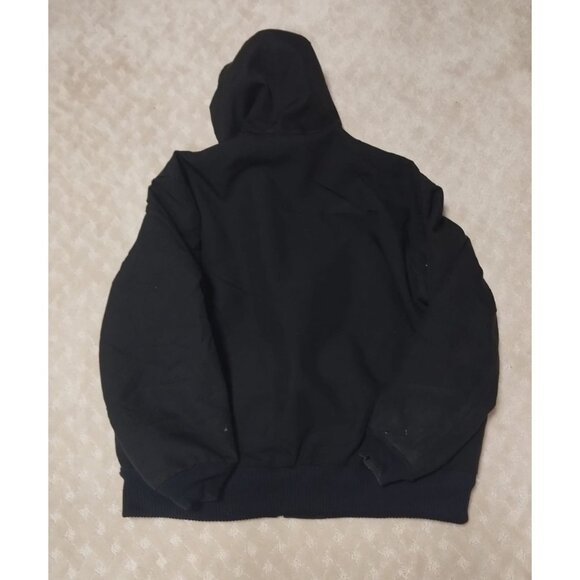 Carhartt Men's 2XL Duck Active Jacket Black Quilted Lined Distressed Workwear - Picture 2 of 4